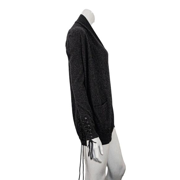 The Kooples Women's Wool Cashmere open front Cardigan lace up cuff sz 1 - Picture 2 of 10
